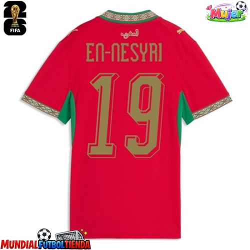 Camiseta Marruecos Youssef En-Nesyri #19 Primera Equipación Replica Mundial 2026 para mujer mangas cortas